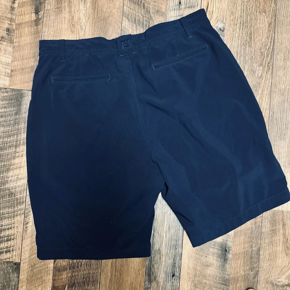 Men's FJ Golf Flat Front Navy Shorts - Clean Classic Style - Picture 3 of 6
